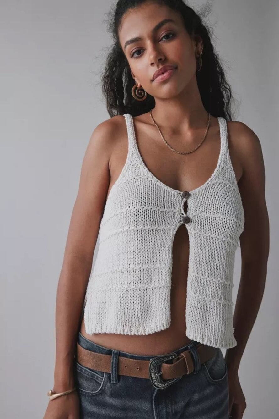 Urban Outfitters Kimchi Blue Kiara Split Front Flyaway Sweater Tank Top